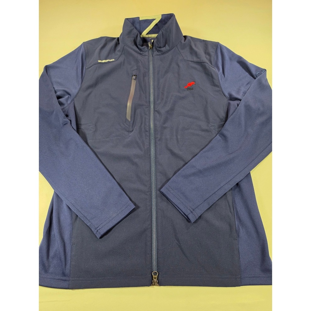 Zero Restriction Mens Navy Blue Full Zip Golf Jacket Size M 1916 Beaver Logo